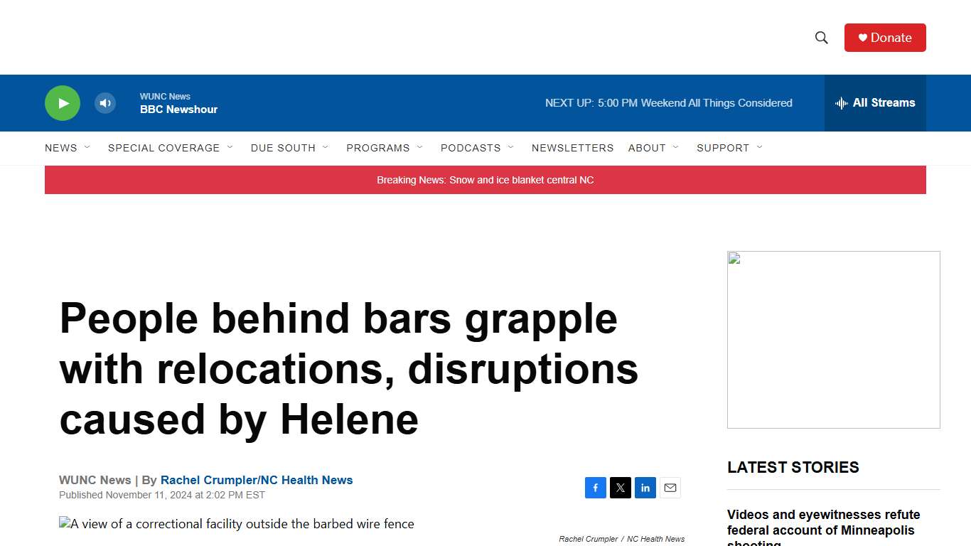 People behind bars grapple with relocations, disruptions caused by Helene WUNC News